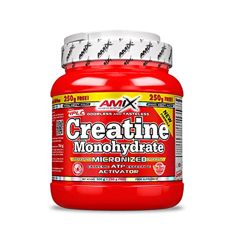 AMIX - Creatina Monohidratada, 500g + 250g Gratis, Complemento Alimenticio, Mejora el Rendimiento Físico, Adecuado para Deportistas, 100% Micronizada, Proteína Masa Muscular