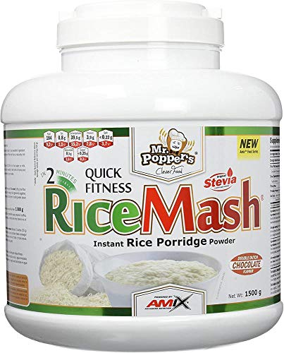 AMIX - Harina de Arroz Blanco - RiceMash Mr Poppers - 1500 Gr - Alimento Bajo en Grasa - Endulzado con Stevia - Ideal para Recetas Fitness - Alimentos Dieta Sin Azúcar