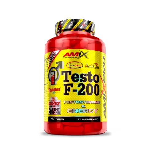 AMIX Nutrition, Testo F-200, Testosterone Charger, 180 Tabletas, Suplemento Alimenticio, Aumenta el Nivel de Testosterona, Aporta Fuerza, Energía y Resistencia, Refuerza el Sistema Inmunológico
