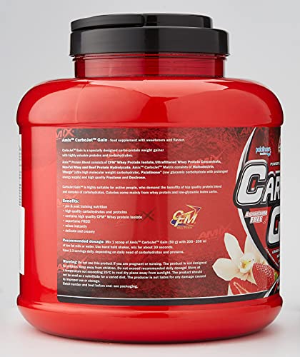 AMIX - Proteína en Polvo Carbojet Gain - Suplemento con Hidratos de Carbono de Alta Calidad -Proteína para Ganar Masa Muscular - Ideal para Atletas de Élite - Sabor Fresa - 2,25 KG