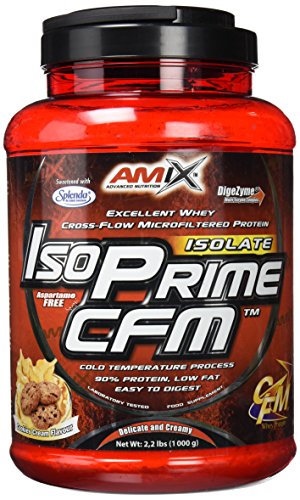 AMIX- Proteína Isolada, Isoprime CFM, Aislado de Proteína de Suero, Sabor Cookie/Crema, Ayuda a la Recuperación Muscular, Proteína de Suero de Alta Pureza, 1 Kg