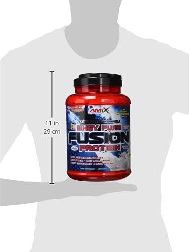 AMIX, Proteína Whey, Pure Fusión, Concentrado de Suero Ultra Filtrado, Sabor moca, chocolate y café, Proteínas para Aumentar Masa Muscula, Proteína Isolada con Splenda, Contiene L-glutamina , 1 Kg