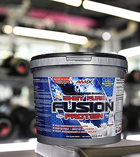 Amix - Whey Pure Fusion Protein, Suplemento Alimenticio, Favorece el Entrenamiento de Mayor Calidad, Mejora la Recuperación Muscular, No Contiene Cafeína, Sabor Moca-Chocolate-Café - 4 Kilos