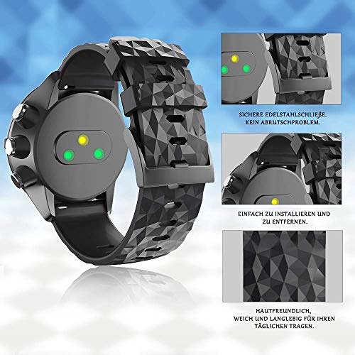 ANBEST 24mm Silicona Suave Pulseras de Repuesto Correa para Suunto 9/Suunto 7, Compatible con Suunto 9 Baro/Suunto Spartan Sport Wrist HR/Suunto D5 Smart Watch
