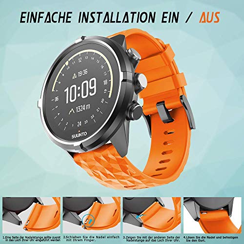 ANBEST 24mm Silicona Suave Pulseras de Repuesto Correa para Suunto 9/Suunto 7, Compatible con Suunto 9 Baro/Suunto Spartan Sport Wrist HR/Suunto D5 Smart Watch