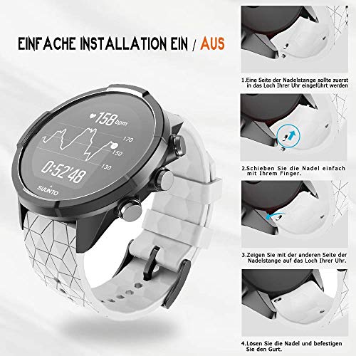 ANBEST Compatible con Suunto 9/Suunto 9 Baro/Suunto 7 Correas, Pulseras de Repuesto de 24mm de Silicona para Suunto D5/Suunto Spartan Sport Wrist HR Smart Watch, Blanco