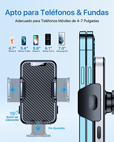 andobil Soporte Móvil Coche [Ultra Estable & Robusto y Elegante] Soporte Movil Coche Rejilla con Clip Patentado Sujeta Movil Coche con 360° Rotación Compatible con iPhone 13/12 Samsung Xiaomi etc