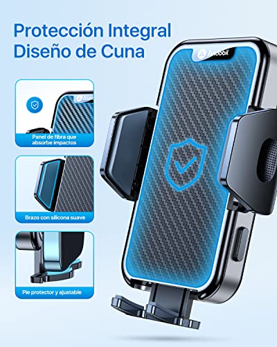 andobil Soporte Móvil Coche [Ultra Estable & Robusto y Elegante] Soporte Movil Coche Rejilla con Clip Patentado Sujeta Movil Coche con 360° Rotación Compatible con iPhone 13/12 Samsung Xiaomi etc