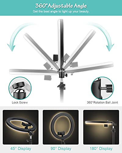Anillo de luz Trípode LED 10", Aro Soporte de Luz de Selfie de Regulable 3 Colores de Luz + 10 Niveles de Brillo, Trípode de Teléfono Móvil para Tiktok Youtube Transmisión en Vivo Vlog