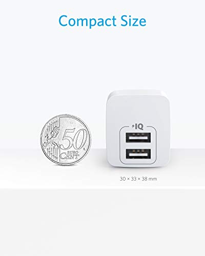 Anker PowerPort Mini Dual Cargador de Pared, Cargador USB Extremadamente Compacto, 2,5 A de Potencia para iPhone XS/XS Max/XR/X/8/7/6/Plus, iPad Pro/Air 2/Mini 4, Samsung, y Muchos más