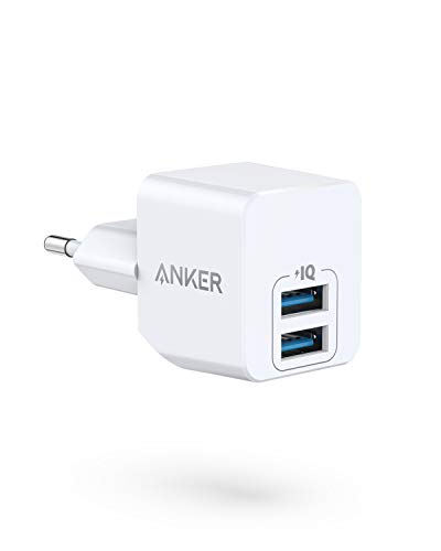 Anker PowerPort Mini Dual Cargador de Pared, Cargador USB Extremadamente Compacto, 2,5 A de Potencia para iPhone XS/XS Max/XR/X/8/7/6/Plus, iPad Pro/Air 2/Mini 4, Samsung, y Muchos más