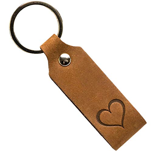 ANKERPUNKT Llavero de cuero con corazón grabado - Regalos de Navidad para mujeres Hombres Mejor amiga amigo - Idea de regalo para el aniversario Cumpleaños - Made in Germany (marrón oscuro)