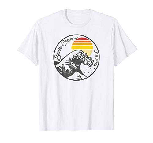 Años 70 Años 80 CA Retro Retro Atardecer Santa Cruz Camiseta