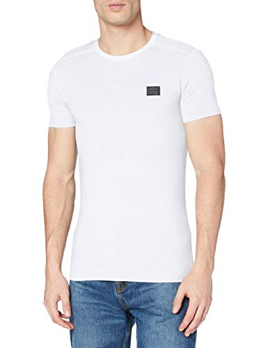 Antony Morato T Shirt Sport Slim Girocollo con Placchetta Camiseta de Tirantes, Blanco (Bianco 1000), Medium para Hombre