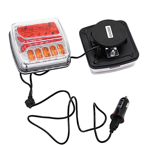 AOHEWEI Kit de Luces Trasera de Remolque LED Inalámbrico Magnético Lámpara De Freno para Camión Iluminación Indicadora 12V con Enchufe de 7 Pines para Remolque, Caravana o Camión (inalámbrico)