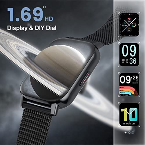 AooDen 2021 Smartwatch Hombre, 1.69" Táctil Completa Reloj Inteligente Hombre IP68 con Monitor de Frecuencia Cardíaca y Sueño, 24 Modos Deportivos, Cronómetro, SpO2, Smartwatch para iOS Android