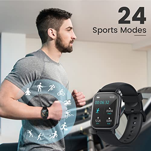 AooDen 2021 Smartwatch Hombre, 1.69" Táctil Completa Reloj Inteligente Hombre IP68 con Monitor de Frecuencia Cardíaca y Sueño, 24 Modos Deportivos, Cronómetro, SpO2, Smartwatch para iOS Android