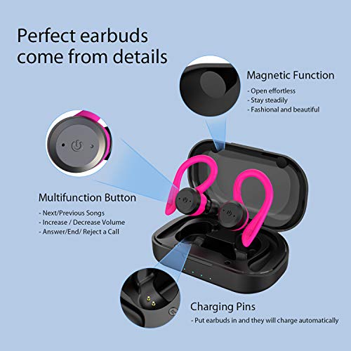 APEKX Auriculares Inalámbricos Bluetooth V5.0 Graves Mejorados, Deportivos IPX7 Impermeable Over Ear Earbuds 4+16H Tiempo de Reprodución Sonido Estéreo con Microfono Incorporado