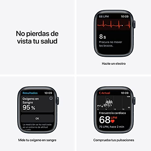 Apple Watch Series 7 (GPS) - Caja de Aluminio en Color Medianoche de 45 mm - Correa Deportiva en Color Medianoche - Talla única