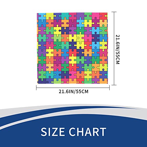 AQQA Máscara de pañuelo colorido brillante rompecabezas pasatiempo actividad pañuelo patrón multiusos máscara de pañuelo para adultos niños 22 "x 22" paquete individual