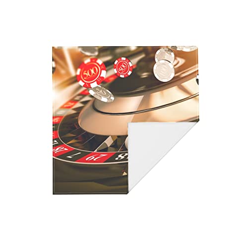 AQQA Máscara de pañuelo para el polvo Casino Ruleta Juegos de azar Entretenimiento Pañuelos cuadrados Patrón multiusos Máscara de pañuelo facial para adultos Niños 22 "X 22" Paquete individual