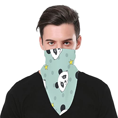 AQQA Máscara facial Bandana para niños Panda Stars Pañuelos de tela dibujados a mano Patrón multiusos Bandana Máscara para adultos Niños 22 "X 22" Paquete individual