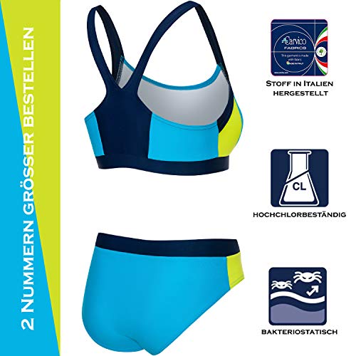 Aqua Speed Naomi Tankini para Señoras | Dos Piezas | Tejido Vita | Resistente al Cloro y a la Crema/Aceite Solar | 19. Azul Claro - Amarillo | Tamaño: 42