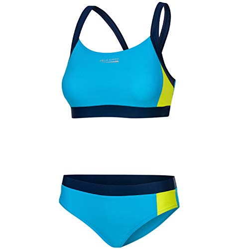 Aqua Speed Naomi Tankini para Señoras | Dos Piezas | Tejido Vita | Resistente al Cloro y a la Crema/Aceite Solar | 19. Azul Claro - Amarillo | Tamaño: 42