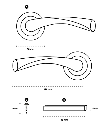 ARCO · Juego de manillas para puerta, color negro mate. Fabricado en aluminio