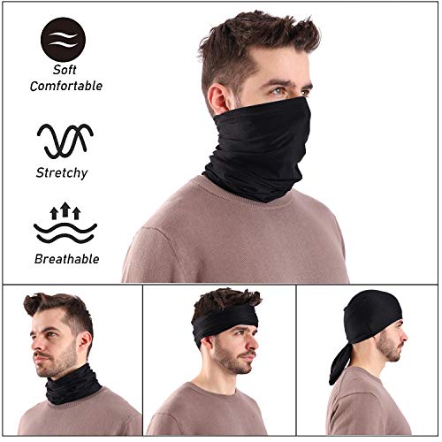 Arcweg Braga de Cuello Moto Unisex Bandana Multifunción Deportiva Pañuelo de Cabeza Hombre Mujer Verano Senderismo Ciclismo Correr Aire Libre Negro