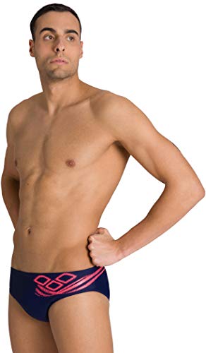 ARENA M Spirit Brief - Bañador Slip para Hombre, Color Navy/Fluo Red, Talla 80