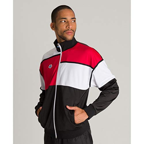 ARENA Panel Jacket Team, Unisex Adulto, Black/White/Red, M