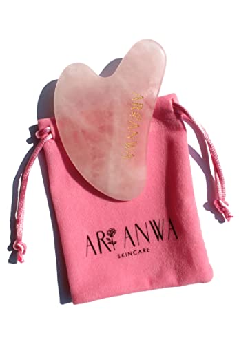 ARI ANWA Skincare ® Premium Gua Sha Rose Quartz | 100% Cuarzo Rosa Real | Bolsa de terciopelo GRATIS | Efectivo y de alta calidad - Gua Sha Cuarzo Rosa