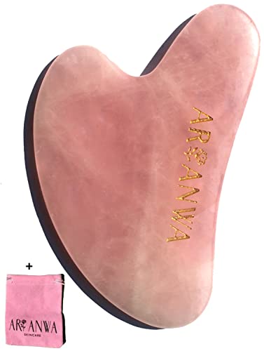 ARI ANWA Skincare ® Premium Gua Sha Rose Quartz | 100% Cuarzo Rosa Real | Bolsa de terciopelo GRATIS | Efectivo y de alta calidad - Gua Sha Cuarzo Rosa