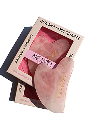 ARI ANWA Skincare ® Premium Gua Sha Rose Quartz | 100% Cuarzo Rosa Real | Bolsa de terciopelo GRATIS | Efectivo y de alta calidad - Gua Sha Cuarzo Rosa