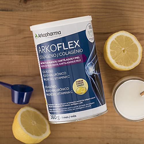 Arkopharma Arkoflex Colágeno Limón - Pack 60 Días 40% Descuento Segunda Unidad, Bote 360gr, Buen Funcionamiento de Huesos, Cartílagos y Piel, Ácido Hialurónico, Magnesio y Vitamina C