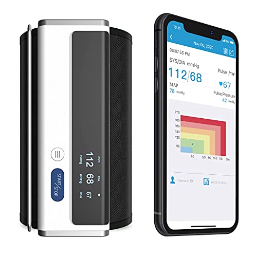 Armfit Tensiómetro de Brazo Bluetooth, Tensiómetro Digital con Brazalete Grande, Aparato para Medir la Tension Arterial Inalámbrico Portátil con APP para iOS y Android, Apple Health Integrado