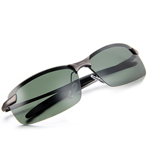 Aroncent Gafa de Sol Polarizada UV400 Semi-Marco Lente de Resina de Moda Protección de Ojos para Carreras, Viaje, Conducción, Golf, y Actividades Exteriores para Hombre Mujer Unisex (Verde)