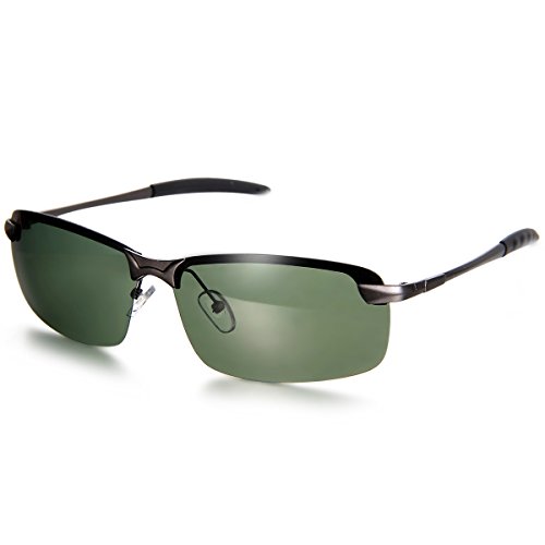 Aroncent Gafa de Sol Polarizada UV400 Semi-Marco Lente de Resina de Moda Protección de Ojos para Carreras, Viaje, Conducción, Golf, y Actividades Exteriores para Hombre Mujer Unisex (Verde)