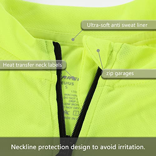 ARSUXEO Maillot de Ciclismo para Hombre Camisa de Manga Larga con Cremallera Completa y Bolsillos 6030 Verde M