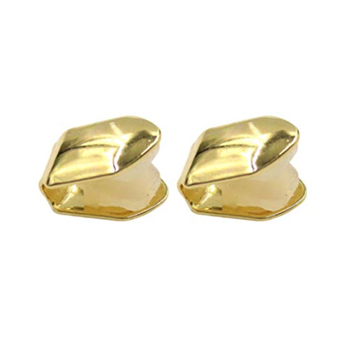 Artibetter 2 piezas oro solo diente colmillos Cap para dientes Hip Hop dientes liso sólido Bling babosas