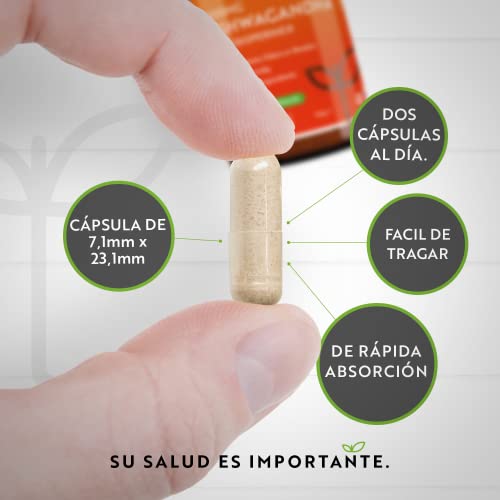 Ashwagandha con Bioperine® Añadido 1100 mg - 120 Cápsulas Veganas - Polvo de Raíz de Ashwagandha Natural de Alta Resistencia - Suplemento de Ashwaganda Apto Para Veganos