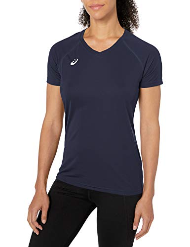 ASICS Camiseta de Manga Corta para Mujer Circuit 8, Mujer, Manga Corta, Ref!, Azul Marino, XS