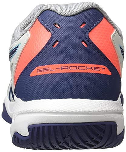 Asics Gel-Rocket 10, Zapatillas de vóleibol Hombre, Glacier Grey/Sunrise Red, 41.5 EU