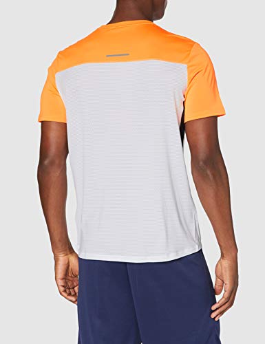 Asics Race SS Top Camiseta, Hombre, Brilliant White/Orange Pop, S