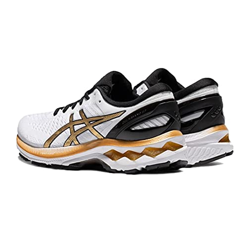 ASICS Zapatillas de running Gel-Kayano 27 para mujer, Blanco/Oro puro., 41.5 EU