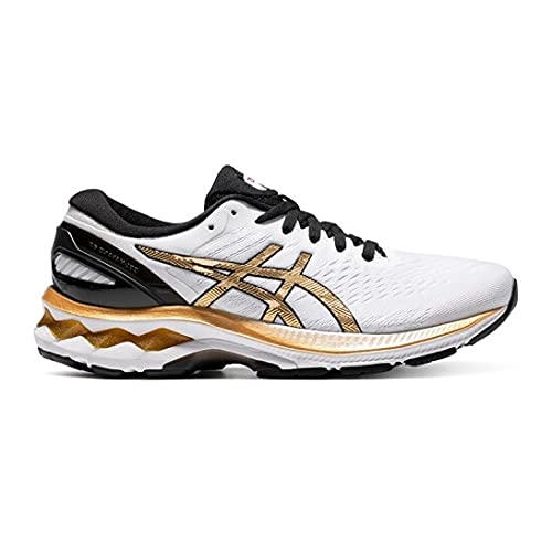 ASICS Zapatillas de running Gel-Kayano 27 para mujer, Blanco/Oro puro., 41.5 EU