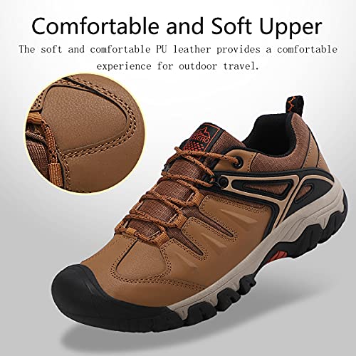 ASTERO Zapatillas Senderismo Hombre Zapatos Transpirable Trekking Antideslizantes Bajos AL Aire Libre Botas de Montaña Sneakers Tamaño 41-46（Marrón, Numeric_44)