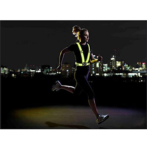 Asuthink Chaleco Reflectante, Chalecos de seguridad Reflectante Alta Visibilidad Chaqueta Ajustable con 2 Piezas Bandas Reflectantes Elásticas, para andar en bicicleta, caminar, correr
