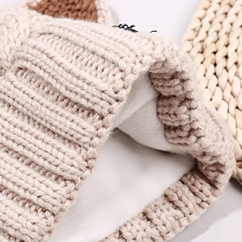 Asweeting Kawaii Cat Ear Beanie,Cute Cat Ears Slouchy Knitted Winter Beanie Hats,Womens Warm Knit Cable Caps Headgear Crochet Hats Ski Snowboarding Hat for Girls Ladies (Beige)